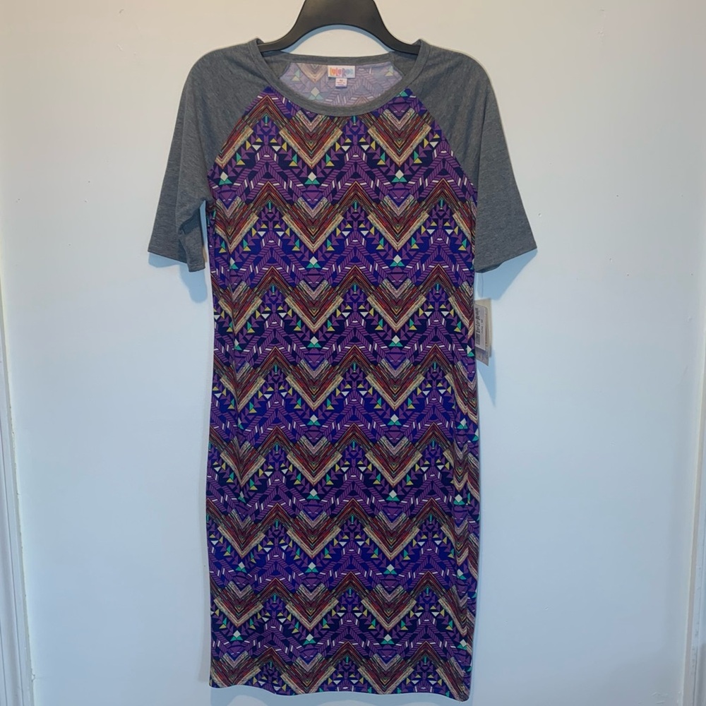 LuLaRoe Julie Southwestern Purple Geo Dress Medium